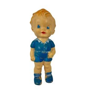 Sun Rubber Chunky Doll Ruth E Newton Boy in Blue Outfit 8 Inch Vintage 1950s